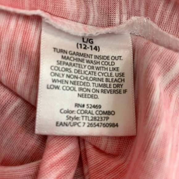 Hawaiian Floral Coral Large 12 14 Blouse Crochet - Picture 6 of 6